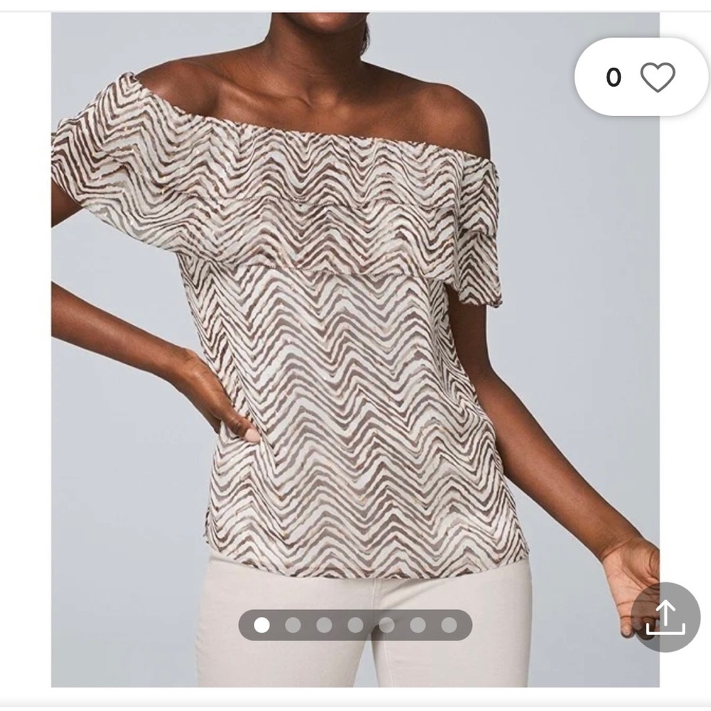 White House Black Market Off the Shoulder Zebra Stripped Blouse/Top